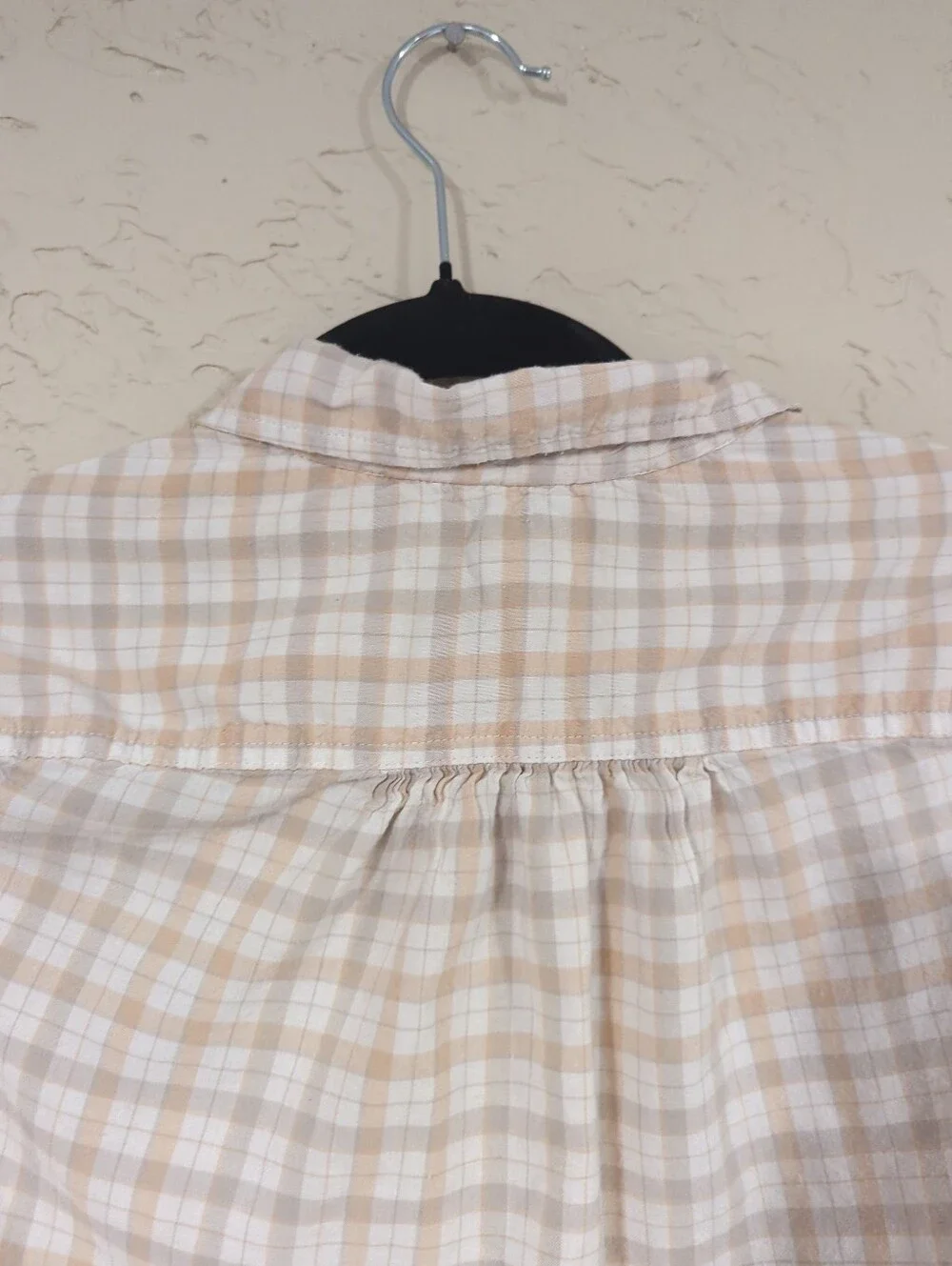 Japna White And Orange Check Plaid Short-Sleeve Button-Up Top - Women's Medium